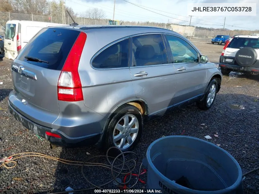 2007 Honda Cr-V Ex-L VIN: JHLRE38767C053728 Lot: 40782233