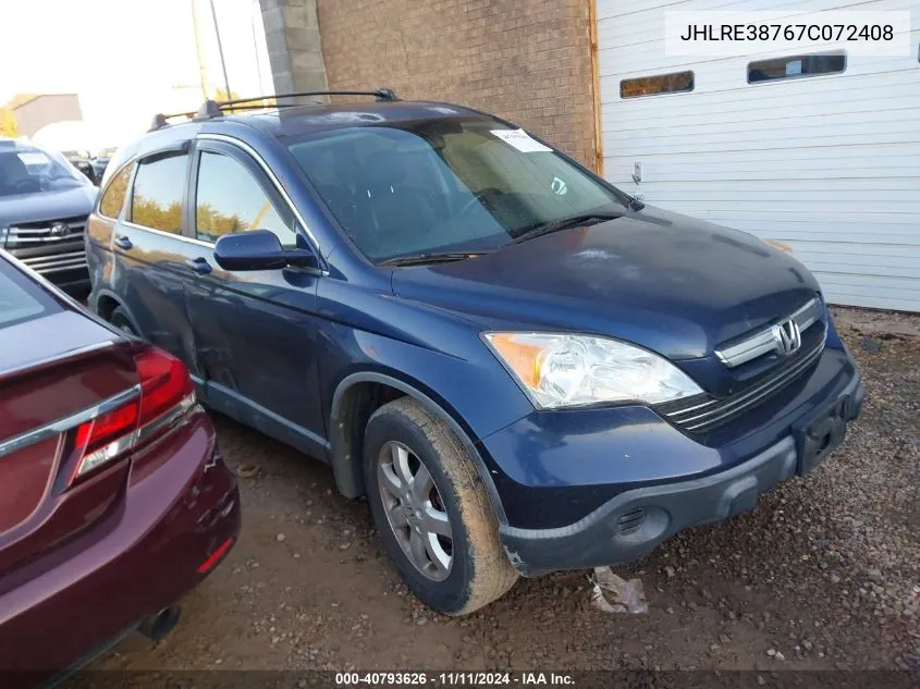 2007 Honda Cr-V Ex-L VIN: JHLRE38767C072408 Lot: 40793626