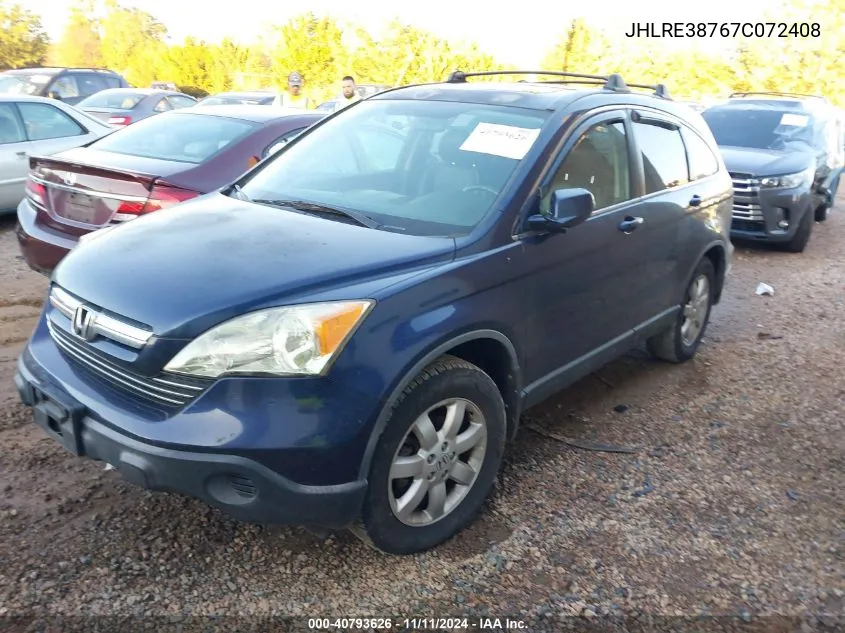 2007 Honda Cr-V Ex-L VIN: JHLRE38767C072408 Lot: 40793626