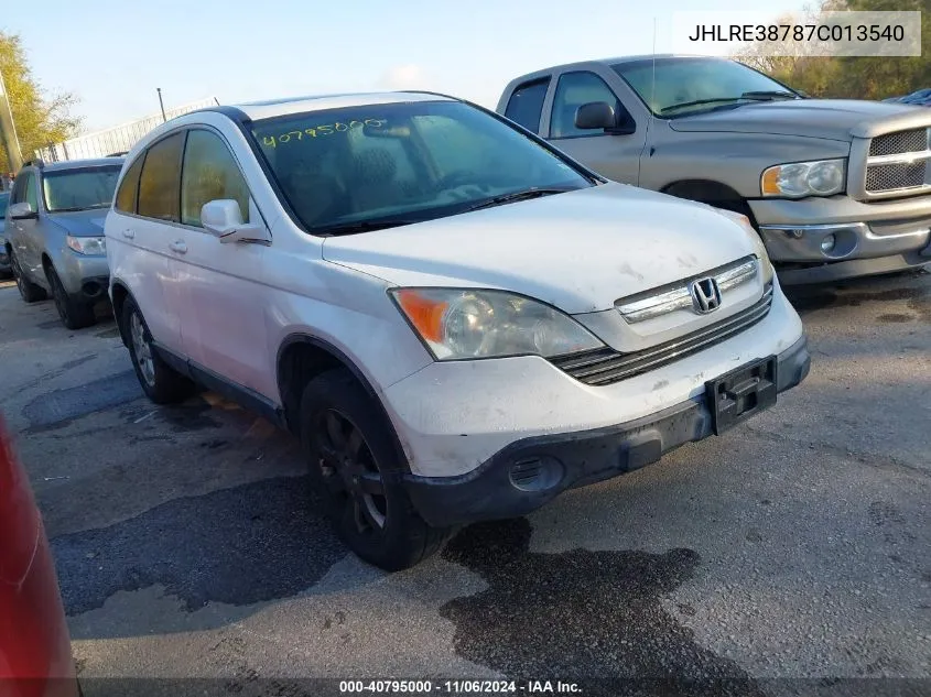 2007 Honda Cr-V Ex-L VIN: JHLRE38787C013540 Lot: 40795000