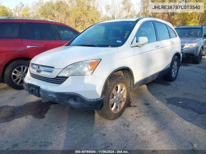 2007 Honda Cr-V Ex-L VIN: JHLRE38787C013540 Lot: 40795000