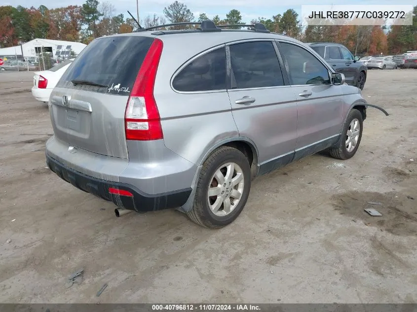 2007 Honda Cr-V Ex-L VIN: JHLRE38777C039272 Lot: 40796812