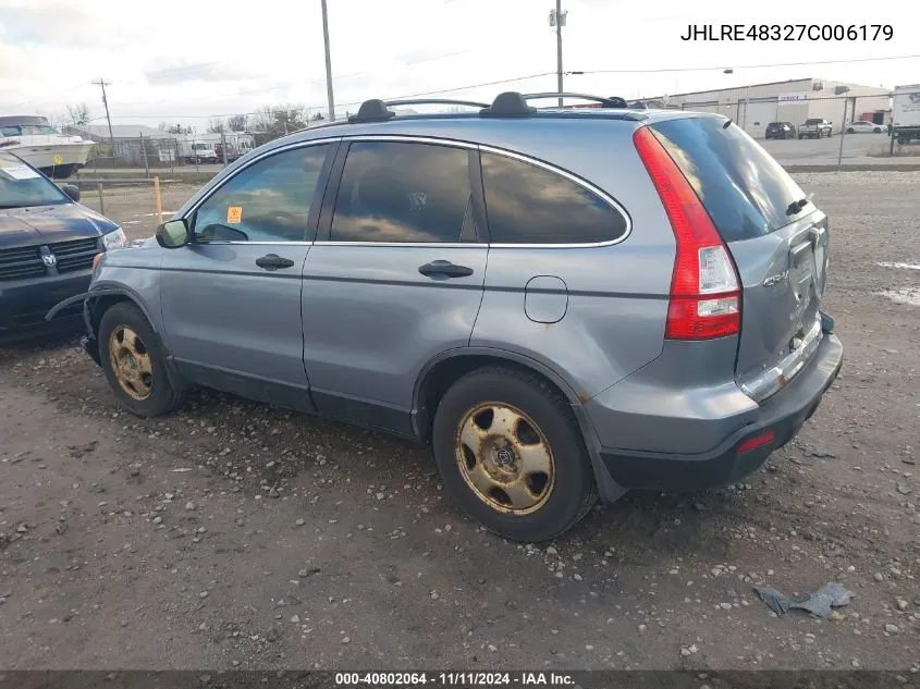 2007 Honda Cr-V Lx VIN: JHLRE48327C006179 Lot: 40802064