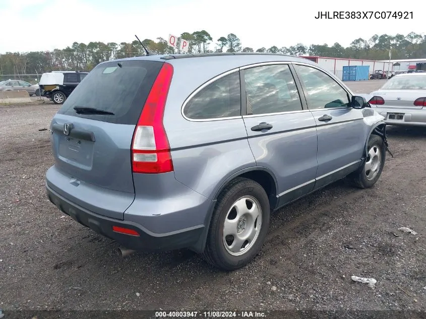 2007 Honda Cr-V Lx VIN: JHLRE383X7C074921 Lot: 40803947