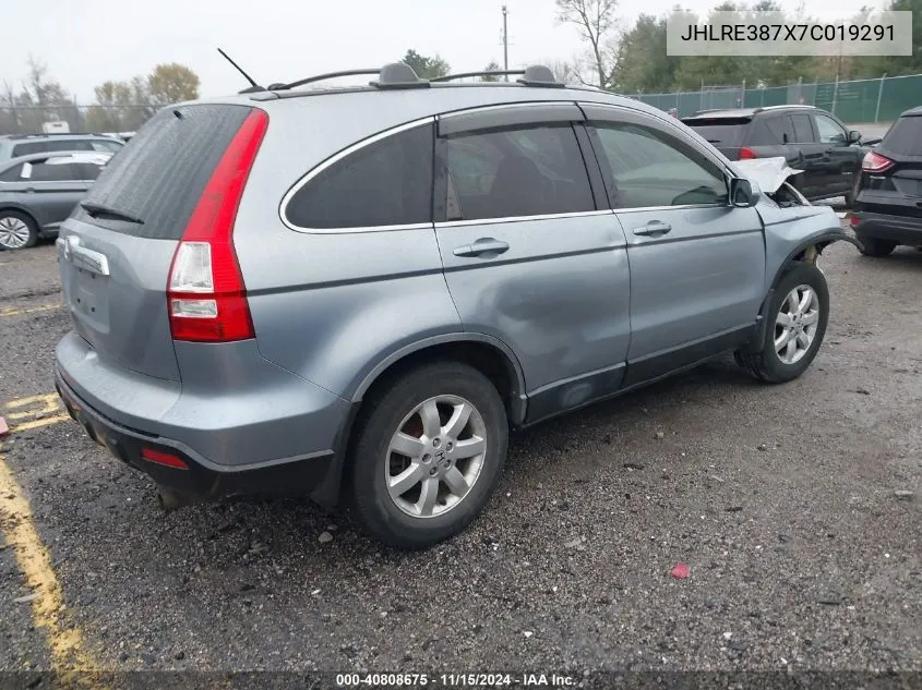 2007 Honda Cr-V Ex-L VIN: JHLRE387X7C019291 Lot: 40808675