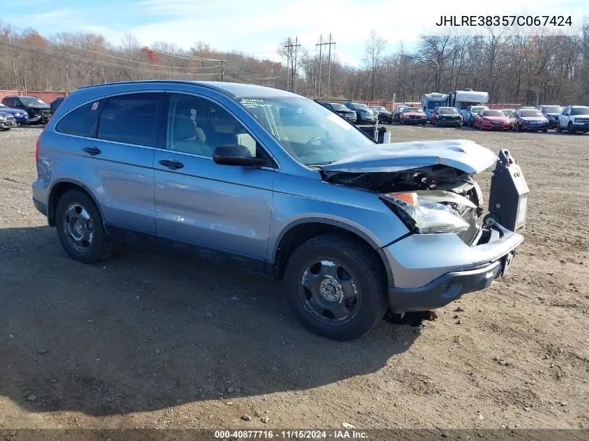 2007 Honda Cr-V Lx VIN: JHLRE38357C067424 Lot: 40877716