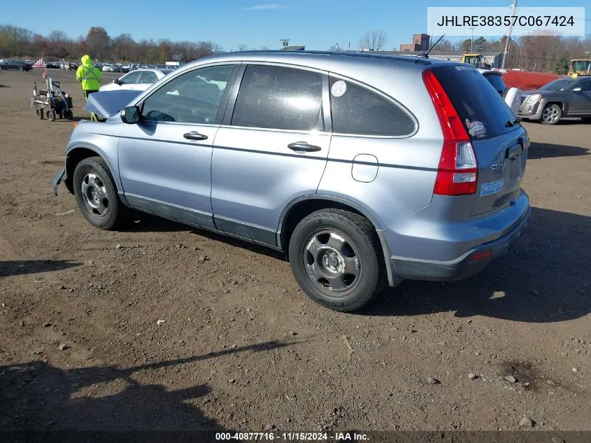 2007 Honda Cr-V Lx VIN: JHLRE38357C067424 Lot: 40877716