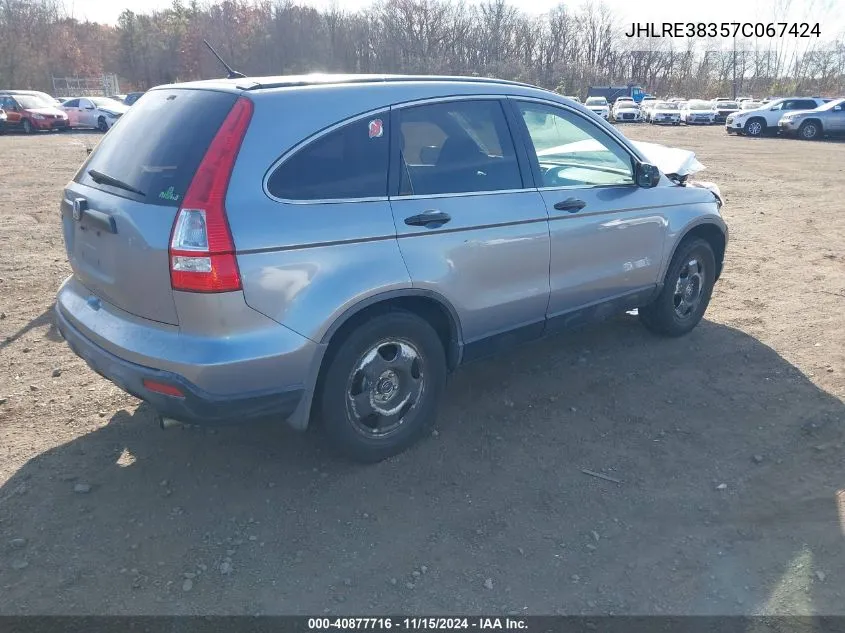 2007 Honda Cr-V Lx VIN: JHLRE38357C067424 Lot: 40877716