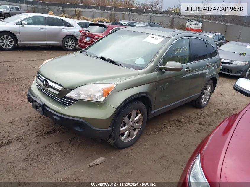 2007 Honda Cr-V Ex-L VIN: JHLRE48747C019678 Lot: 40909312