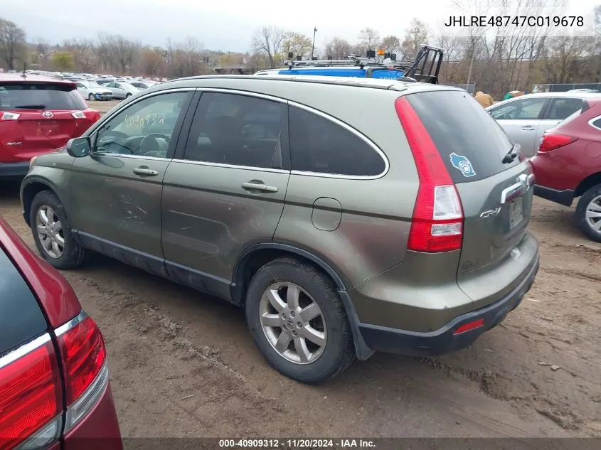 2007 Honda Cr-V Ex-L VIN: JHLRE48747C019678 Lot: 40909312