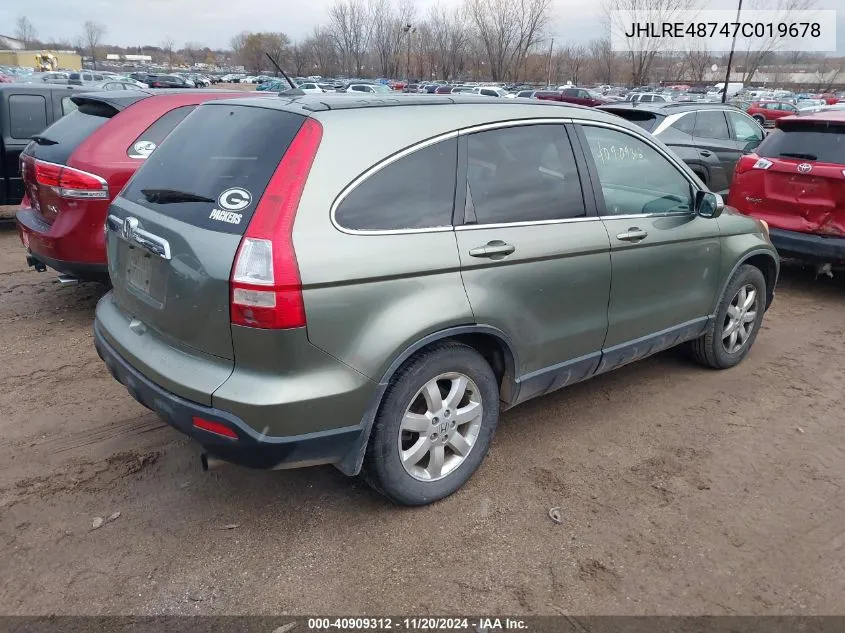 2007 Honda Cr-V Ex-L VIN: JHLRE48747C019678 Lot: 40909312