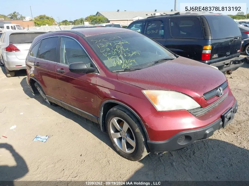 2008 Honda Cr-V VIN: 5J6RE48378L813192 Lot: 12093262