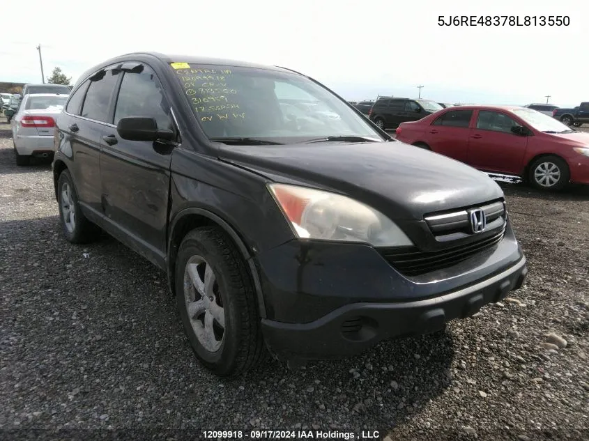 2008 Honda Cr-V Lx VIN: 5J6RE48378L813550 Lot: 12099918