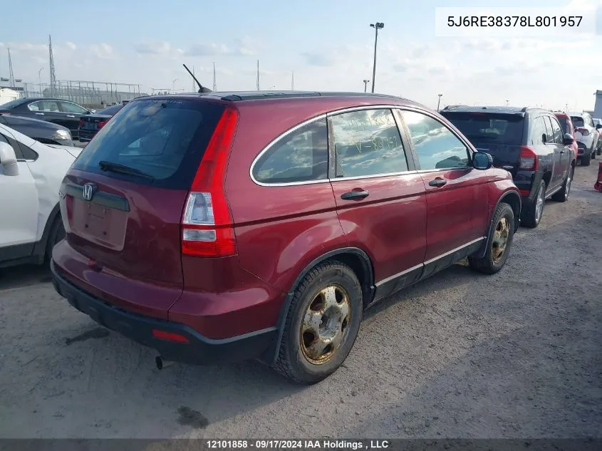 2008 Honda Cr-V VIN: 5J6RE38378L801957 Lot: 12101858