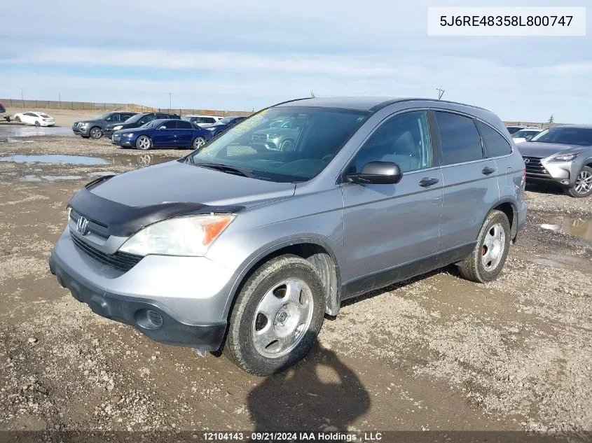 2008 Honda Cr-V VIN: 5J6RE48358L800747 Lot: 12104143