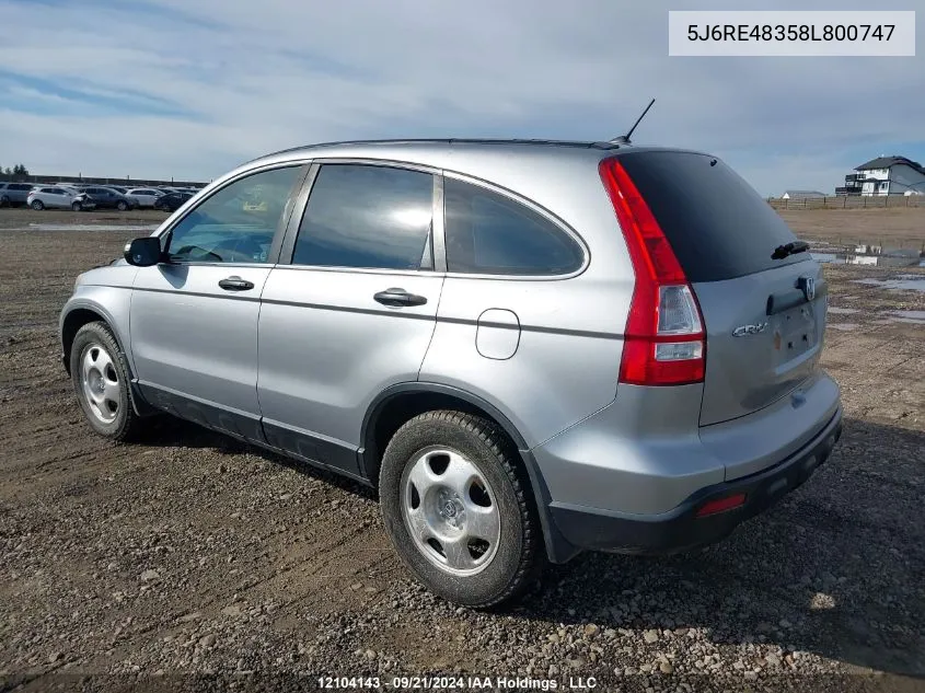 2008 Honda Cr-V VIN: 5J6RE48358L800747 Lot: 12104143