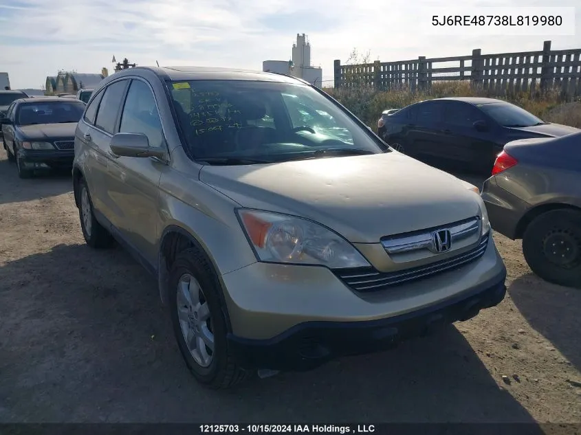 2008 Honda Cr-V VIN: 5J6RE48738L819980 Lot: 12125703