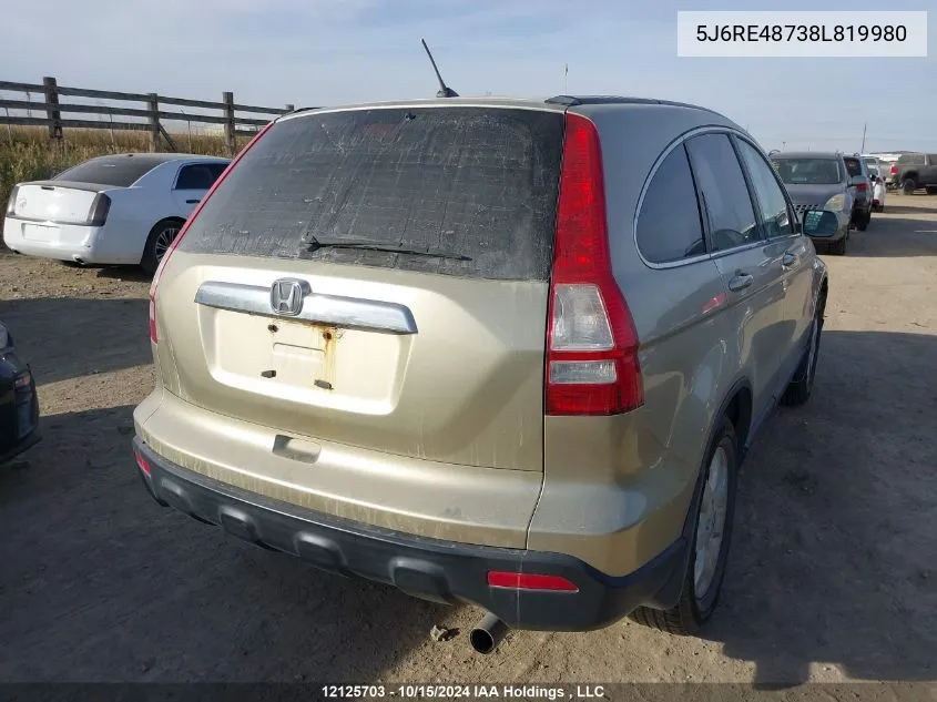 2008 Honda Cr-V VIN: 5J6RE48738L819980 Lot: 12125703