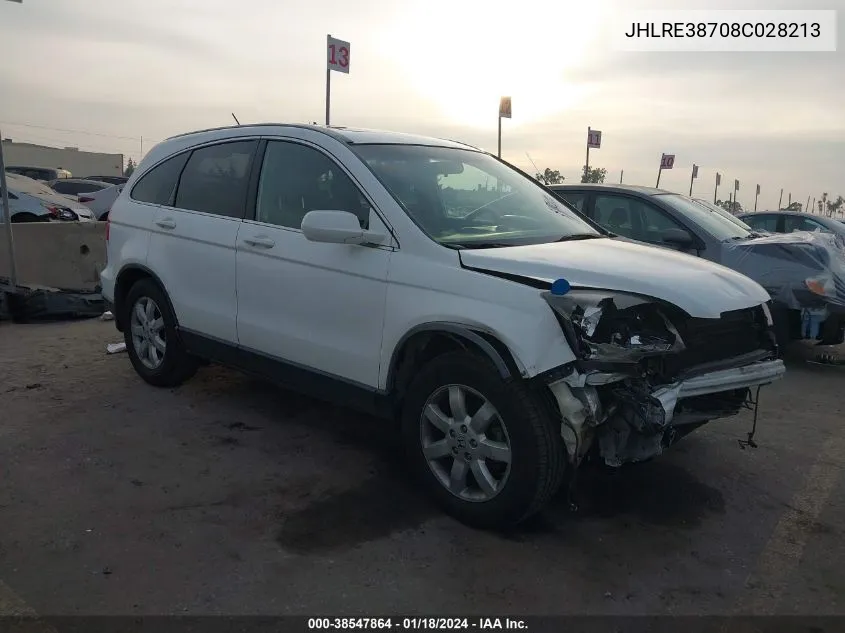 2008 Honda Cr-V Ex-L VIN: JHLRE38708C028213 Lot: 38547864