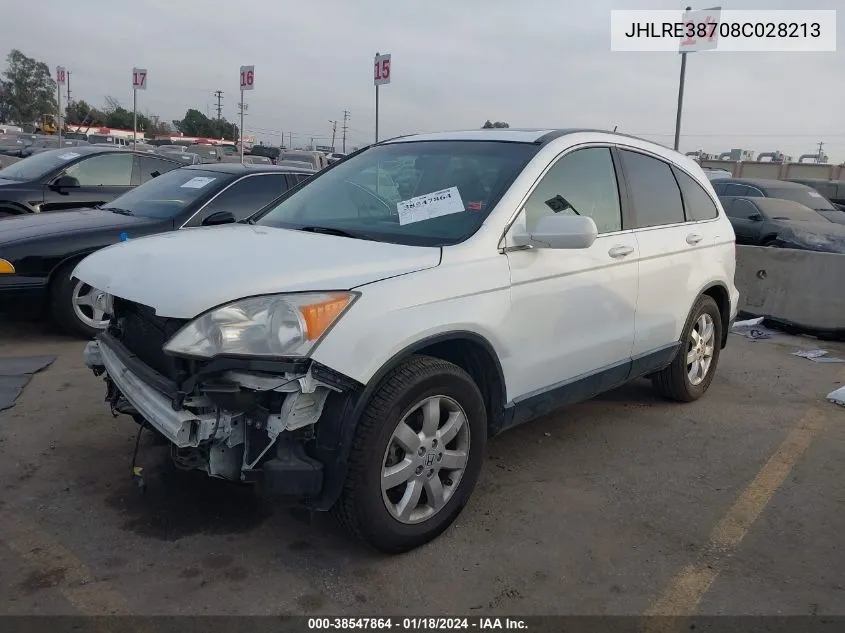 2008 Honda Cr-V Ex-L VIN: JHLRE38708C028213 Lot: 38547864