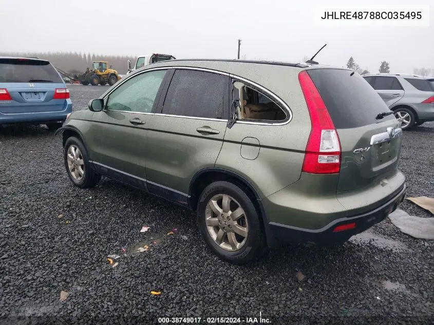 2008 Honda Cr-V Ex-L VIN: JHLRE48788C035495 Lot: 38749017