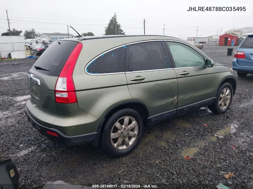 2008 Honda Cr-V Ex-L VIN: JHLRE48788C035495 Lot: 38749017