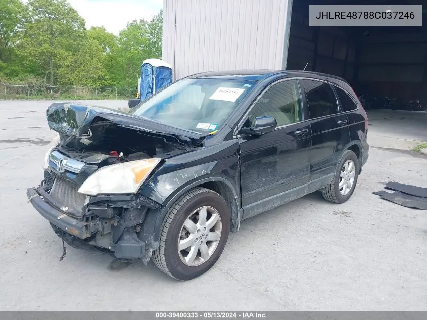 2008 Honda Cr-V Ex-L VIN: JHLRE48788C037246 Lot: 39400333