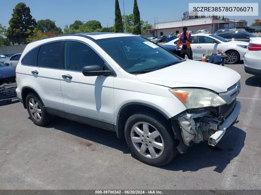 2008 Honda Cr-V Ex VIN: 3CZRE38578G706071 Lot: 39700342