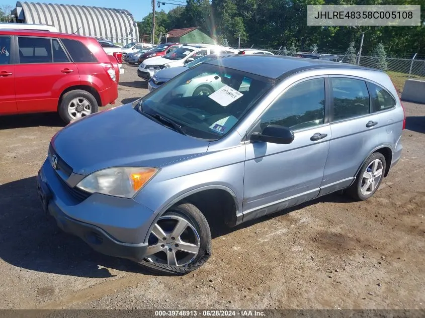 JHLRE48358C005108 2008 Honda Cr-V Lx