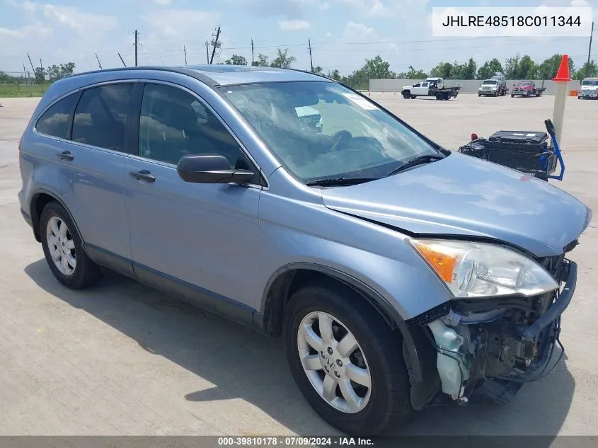 2008 Honda Cr-V Ex VIN: JHLRE48518C011344 Lot: 39810178