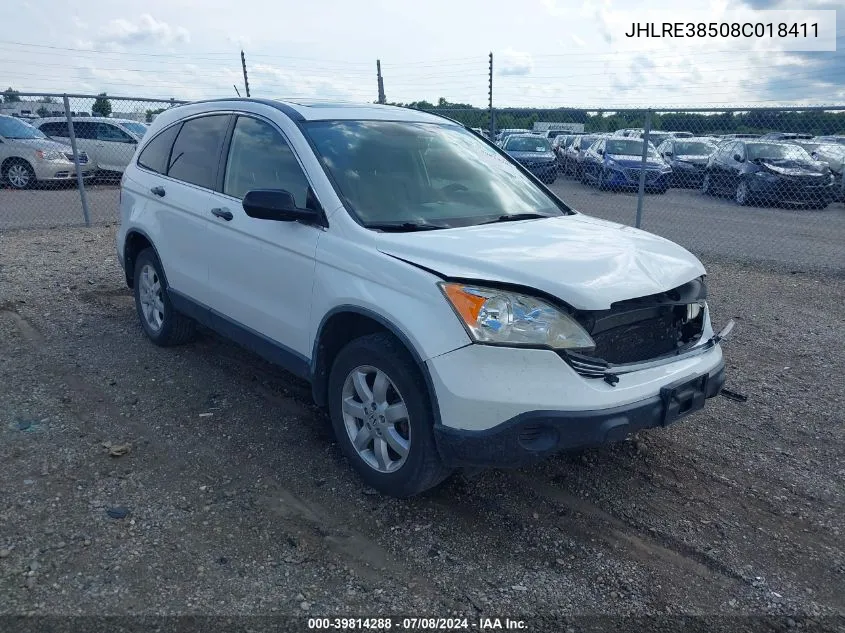 2008 Honda Cr-V Ex VIN: JHLRE38508C018411 Lot: 39814288