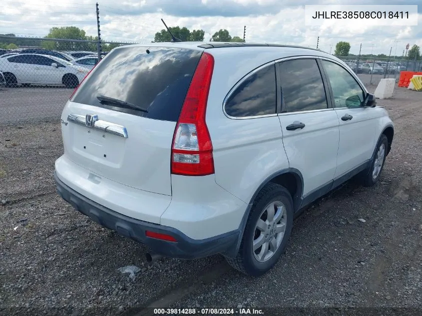 2008 Honda Cr-V Ex VIN: JHLRE38508C018411 Lot: 39814288