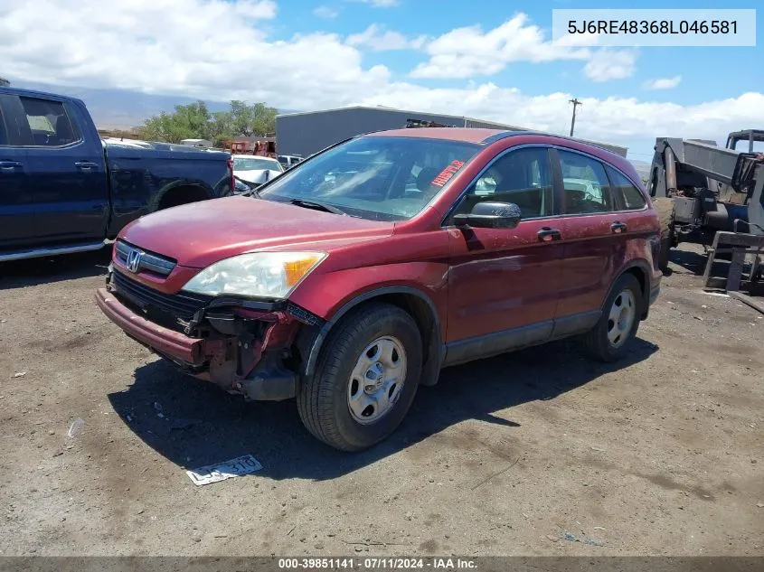 2008 Honda Cr-V Lx VIN: 5J6RE48368L046581 Lot: 39851141