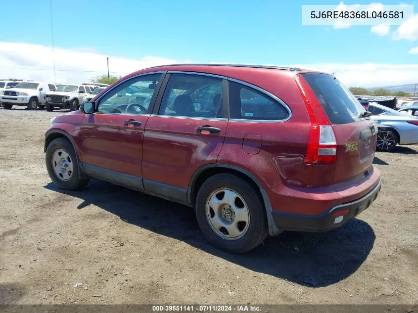 2008 Honda Cr-V Lx VIN: 5J6RE48368L046581 Lot: 39851141