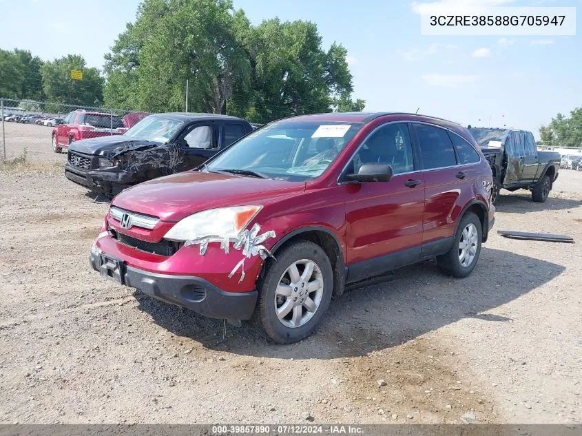 2008 Honda Cr-V Ex VIN: 3CZRE38588G705947 Lot: 39857890