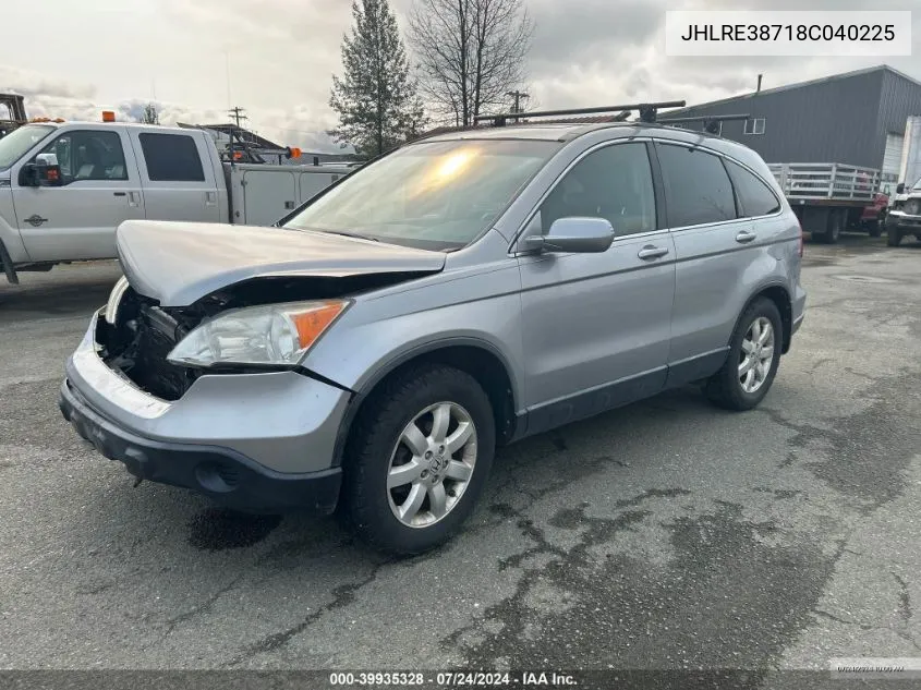 2008 Honda Cr-V Ex-L VIN: JHLRE38718C040225 Lot: 39935328