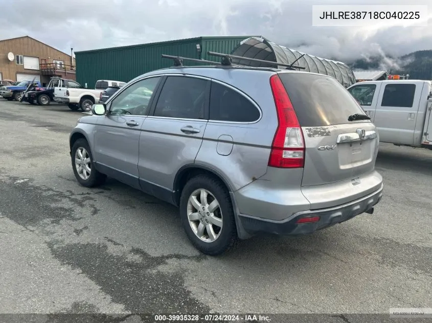 2008 Honda Cr-V Ex-L VIN: JHLRE38718C040225 Lot: 39935328