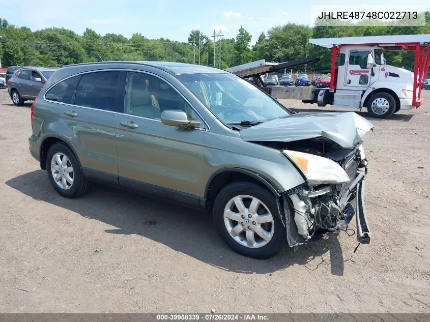 2008 Honda Cr-V Ex-L VIN: JHLRE48748C022713 Lot: 39958339