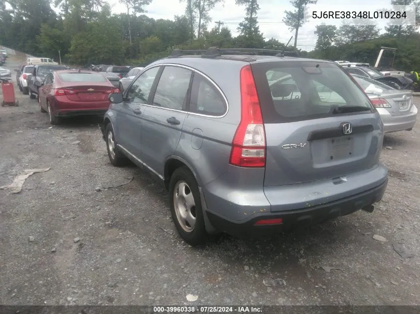 2008 Honda Cr-V Lx VIN: 5J6RE38348L010284 Lot: 39960338