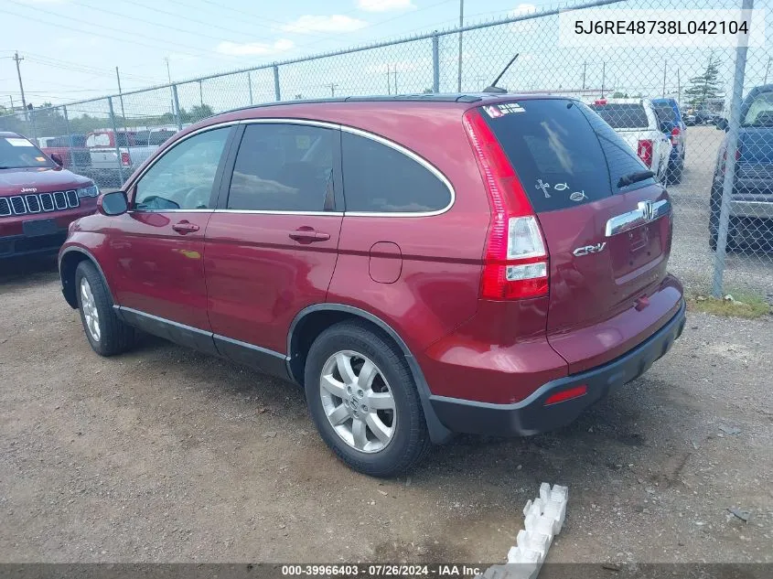 5J6RE48738L042104 2008 Honda Cr-V Ex-L