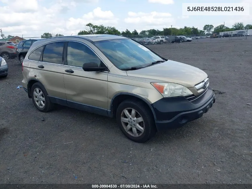 2008 Honda Cr-V Ex VIN: 5J6RE48528L021436 Lot: 39984530