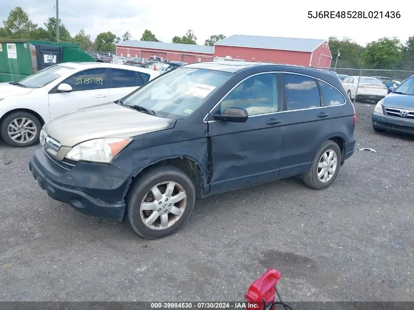 2008 Honda Cr-V Ex VIN: 5J6RE48528L021436 Lot: 39984530