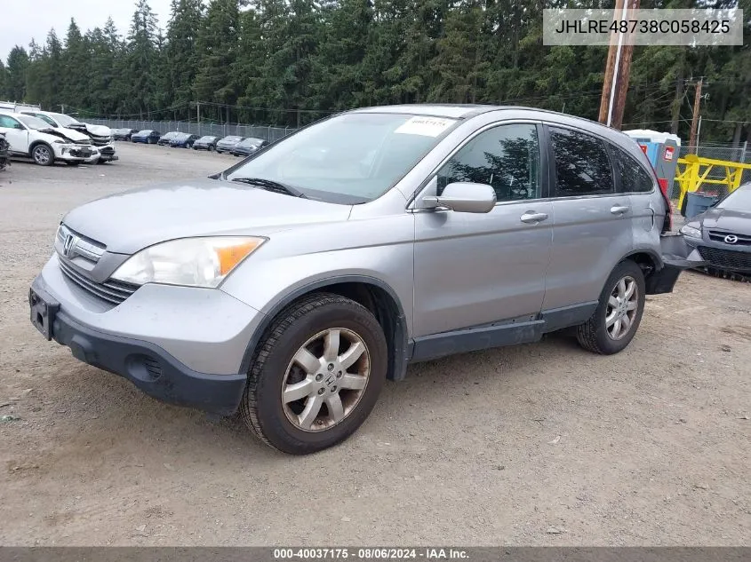 2008 Honda Cr-V Ex-L VIN: JHLRE48738C058425 Lot: 40037175