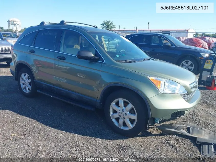 2008 Honda Cr-V Ex VIN: 5J6RE48518L027101 Lot: 40070271