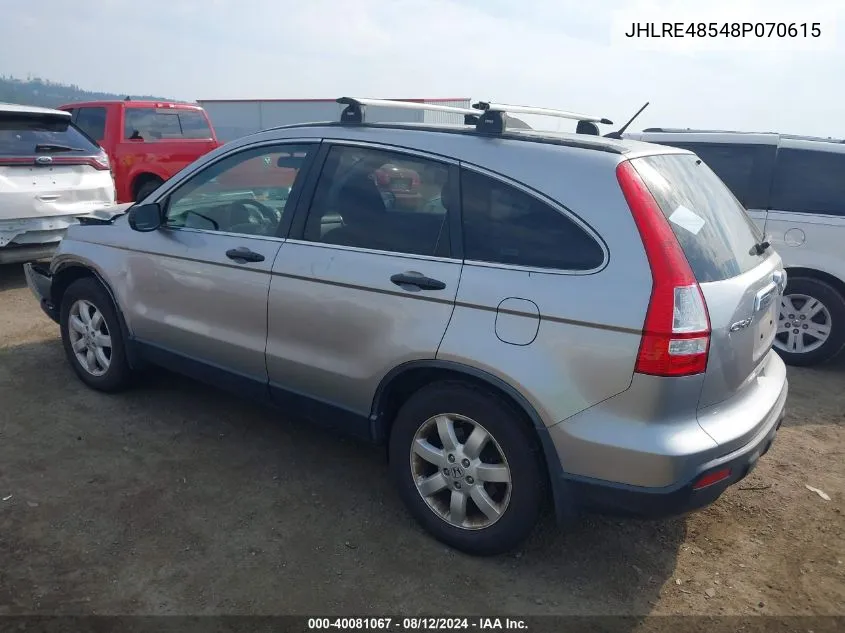 2008 Honda Cr-V Ex VIN: JHLRE48548P070615 Lot: 40081067