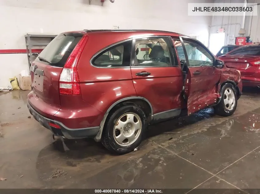 JHLRE48348C038603 2008 Honda Cr-V Lx