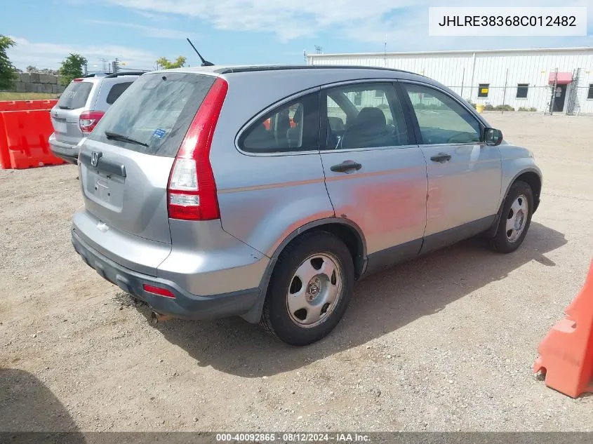 2008 Honda Cr-V Lx VIN: JHLRE38368C012482 Lot: 40092865