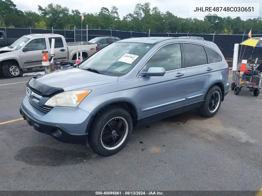 2008 Honda Cr-V Ex-L VIN: JHLRE48748C030651 Lot: 40095861