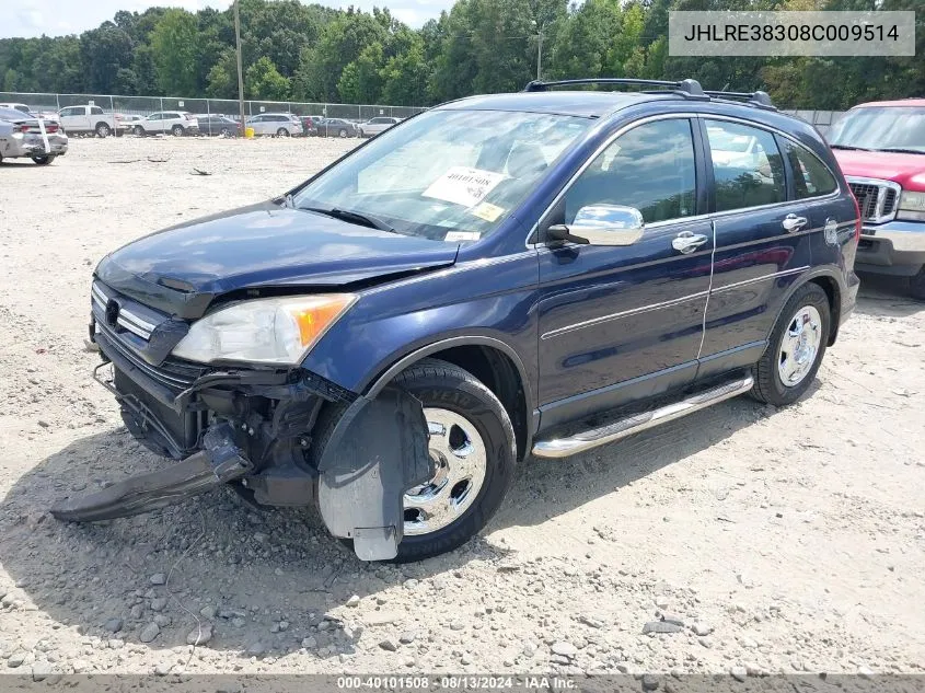 2008 Honda Cr-V Lx VIN: JHLRE38308C009514 Lot: 40101508