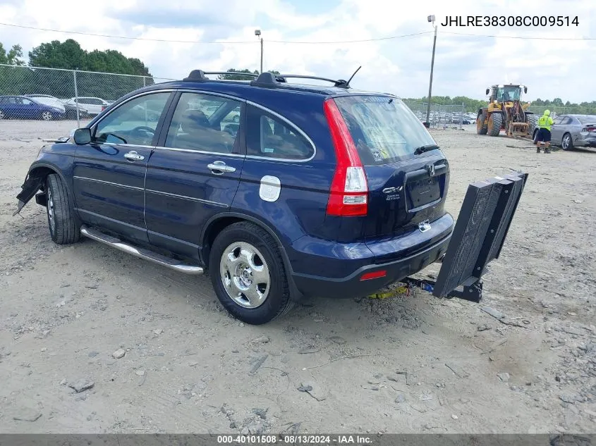 2008 Honda Cr-V Lx VIN: JHLRE38308C009514 Lot: 40101508